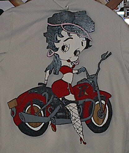 Wood Betty Boop on Motorcycle Image