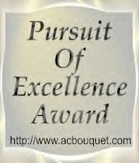 Pursuit of Excellence Award Image :   I have thoroughly reviewed your site and have found it to be worthy of the Pursuit of Excellence Award. Susan 